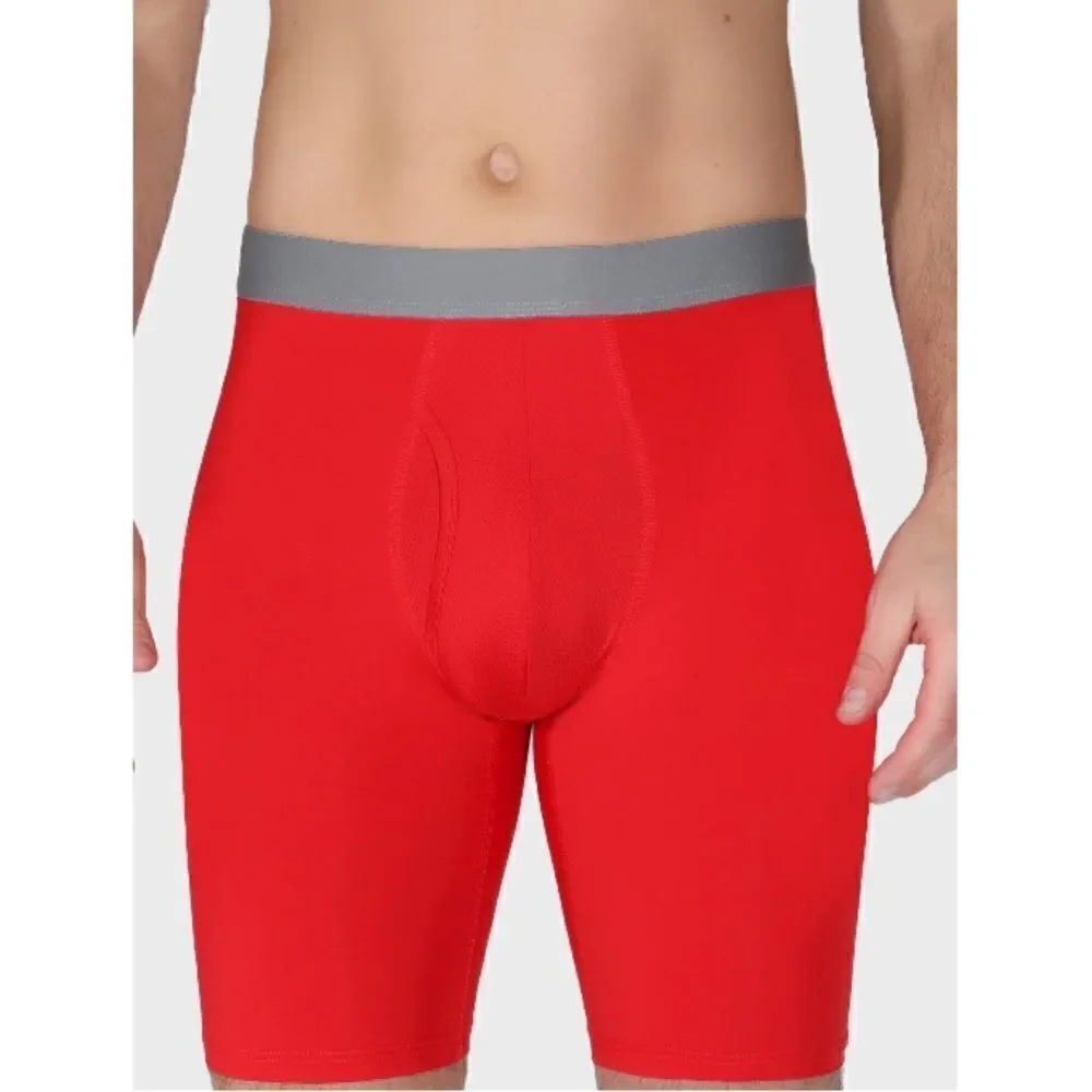 Mens Performance Long Leg Stretch Nylon Boxer Briefs Underwear 3 Pack Size S